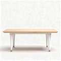 Table en bois de chêne naturel avec pieds blancs 160 x 80 x 75cm