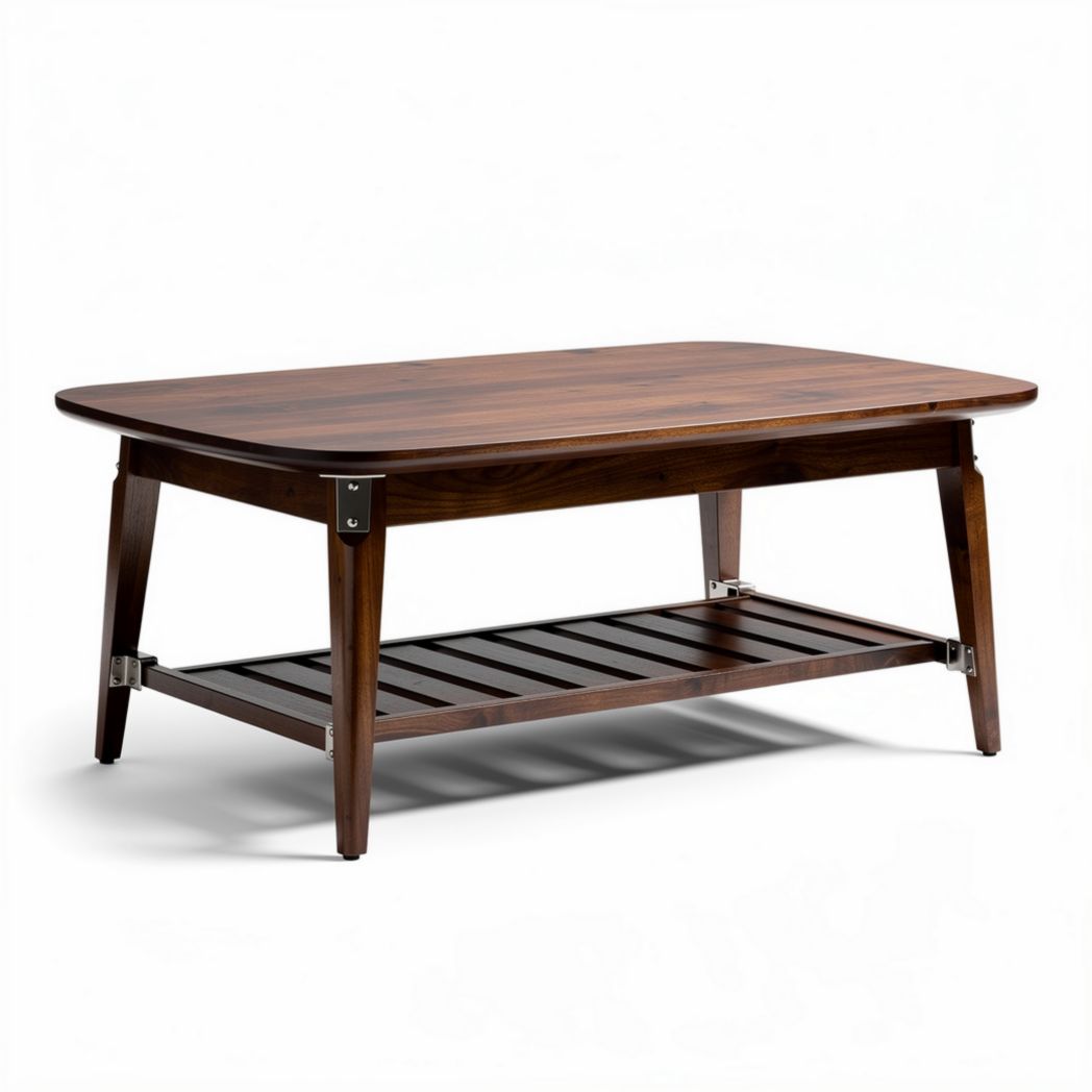 Table basse en bois de manguier 120 x 60 x 45cm avec étagère inférieure