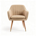 Fauteuil en tissu beige avec pieds en bois naturel de 65 x 70 x 80cm
