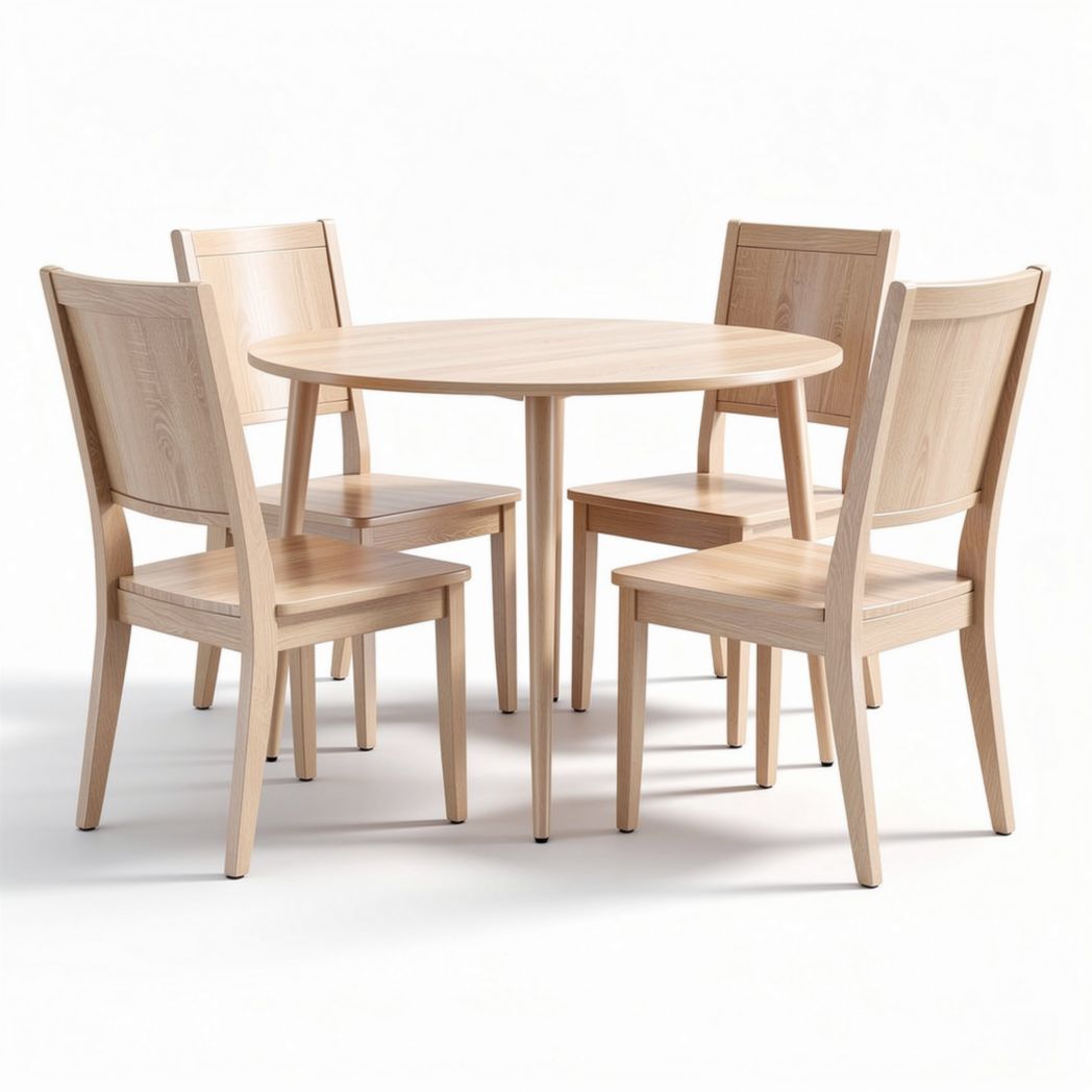 Ensemble de salle à manger en bois de hêtre 90 x 90 x 75cm avec quatre chaises